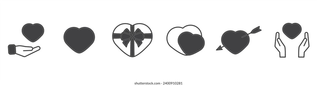 Valentine flat icon set. Happy valentins day related icon in transparent background