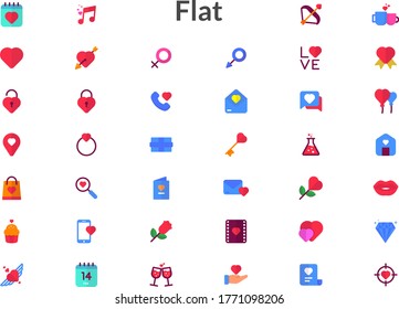 valentine flat icon set love
