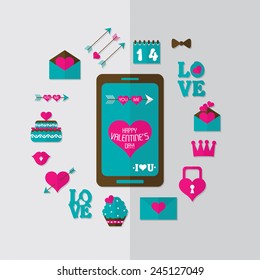 Icono plano de San Valentín, ilustración vectorial