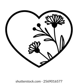 Valentine floral heart vector illustration, laser cut heart template 