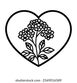 Valentine floral heart vector illustration, laser cut heart template 