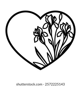 Valentine floral heart vector illustration, laser cut heart template 