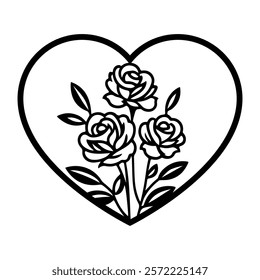 Valentine floral heart vector illustration, laser cut heart template 