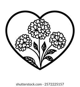 Valentine floral heart vector illustration, laser cut heart template 