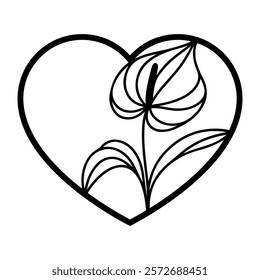 Valentine floral heart vector illustration, laser cut heart template 