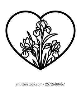 Valentine floral heart vector illustration, laser cut heart template 