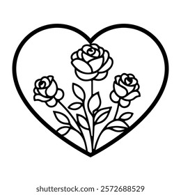 Valentine floral heart vector illustration, laser cut heart template 