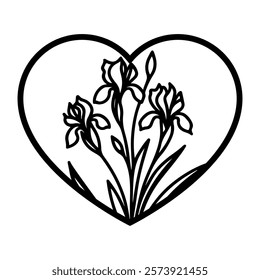 Valentine floral heart vector illustration, laser cut heart template 