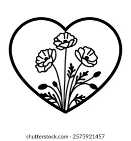Valentine floral heart vector illustration, laser cut heart template 