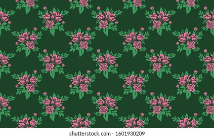 Valentine floral pattern background, with unique leaf and cute floral drawing.