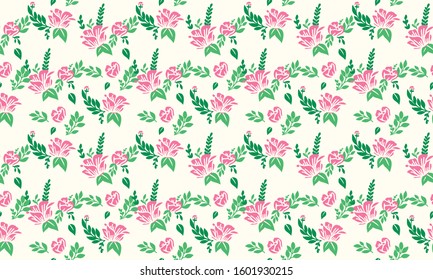 Valentine floral pattern background, with unique leaf and cute floral drawing.