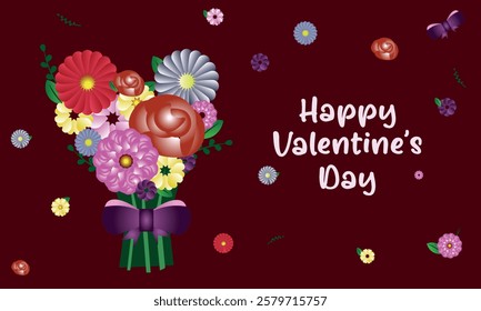 Valentine flower boquet vector made