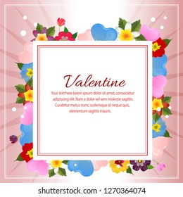 valentine flower and love decoration square text