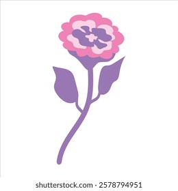 Valentine flower on white background. Vector design element for Valentine's day.