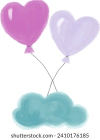 Valentine flower pastel watercolor art