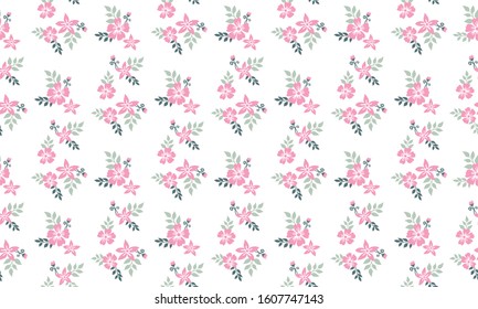 Valentine flower pattern background design, with elegant pink rose flower.