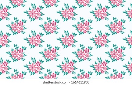 Valentine Flower pattern background, with leaf and pink flower modern design.
