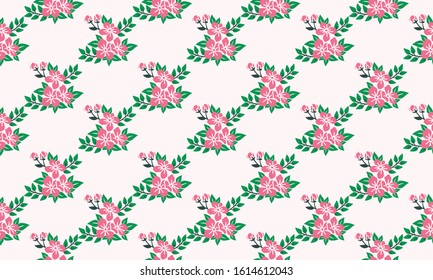 Valentine Flower pattern background, with simple of leaf and pink flower design.