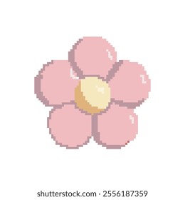 valentine flower pixel art, vector illustration on isolated background.