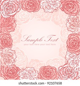 Valentine flower stripe invitation love card with roses