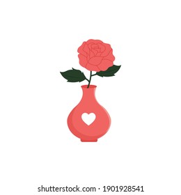 Valentine Flower Vase Vector Icon