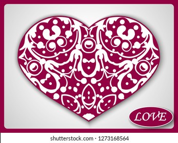 Valentine, flyer holiday card, frame for congratulations on the wedding, Valentine's day, birthday, invitation, celebration, Declaration of love. Vector pink background with mandala pattern. eps10