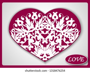 Valentine, flyer holiday card, frame for congratulations on the wedding, Valentine's day, birthday, invitation, celebration, Declaration of love. Vector pink background with mandala pattern. eps10