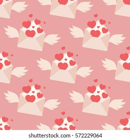 Valentine flying letters. Cartoon vector pattern