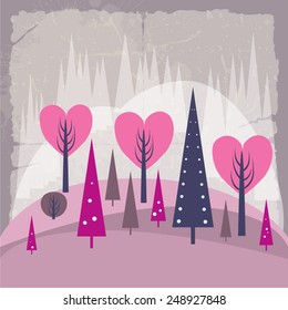 Valentine forest vector illustration