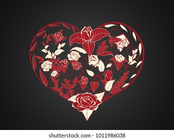 Valentine in the form of branching and twisting red branches of 