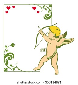 Valentine frame with Cupid