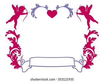 Valentine frame with Cupid silhouette