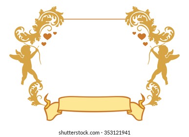 Valentine frame with Cupid silhouette