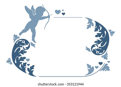 Valentine frame with Cupid silhouette