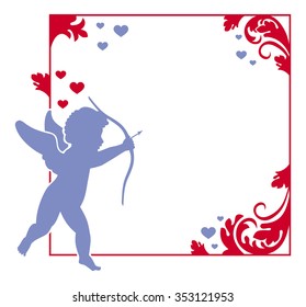 Valentine frame with Cupid silhouette