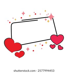 valentine frame design with heart elements