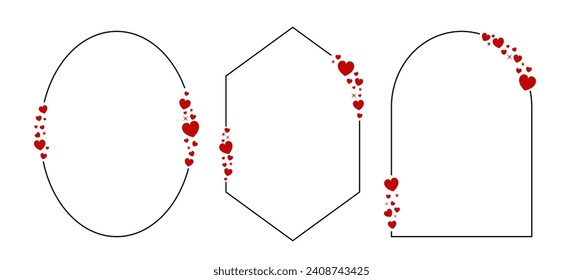 Marco de San Valentín, marco de San Valentín, marco cardíaco, amor boda romántica Día de San Valentín , marco decorativo , ilustración vectorial