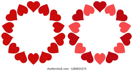 Valentine frame of hearts in a circle, vector photo frame for a loved one, a template of circular hearts for the beloved