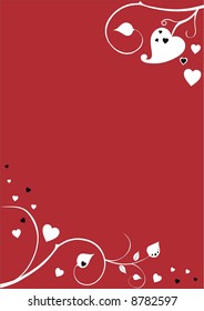 valentine frame with ornament on red background