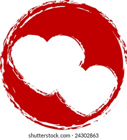 Valentine frame with two hearts