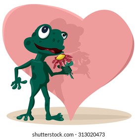 Valentine, frog with a flower