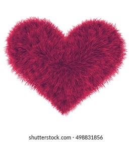 Valentine Fur Pink Heart, Vector Illustration