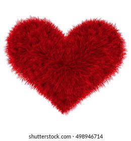 Valentine Fur Red Heart, Vector Illustration