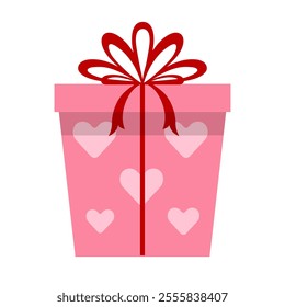 Valentine Gift box illustration design, Birthday present Flat style, Pink cute Decoration graphic elements, Love Clip art, Festive vector stock