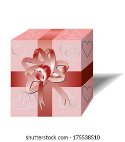 Valentine gift box with red ribbon