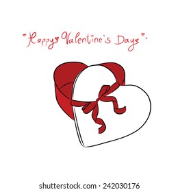 Valentine Gift box and red ribbon 