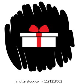 Valentine gift box vector illustration on black background. Eps10