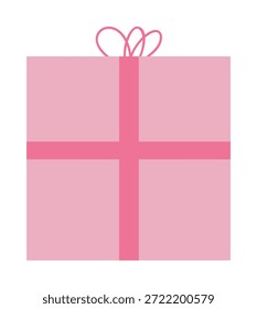Ilustración vectorial de caja de regalo de San Valentín con envoltura rosa pastel y lazo de cinta. Lindo diseño dibujado a mano para el embalaje, pegatinas y tarjetas de felicitación.