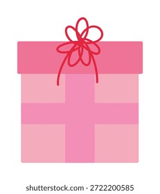 ilustração vetor caixa de presente de Valentim com embrulho rosa pastel e arco de fita na tampa. Design bonito desenhado à mão para embalagens, adesivos e cartões de felicitações.