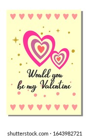 A valentine gift card design illustration with handwriting and love images